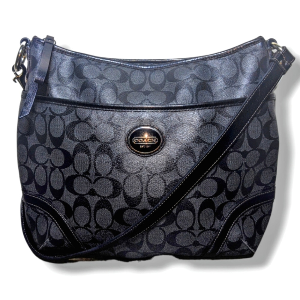 Coach | Signature Peyton Two Toned Grey Convertible Hobo Bag